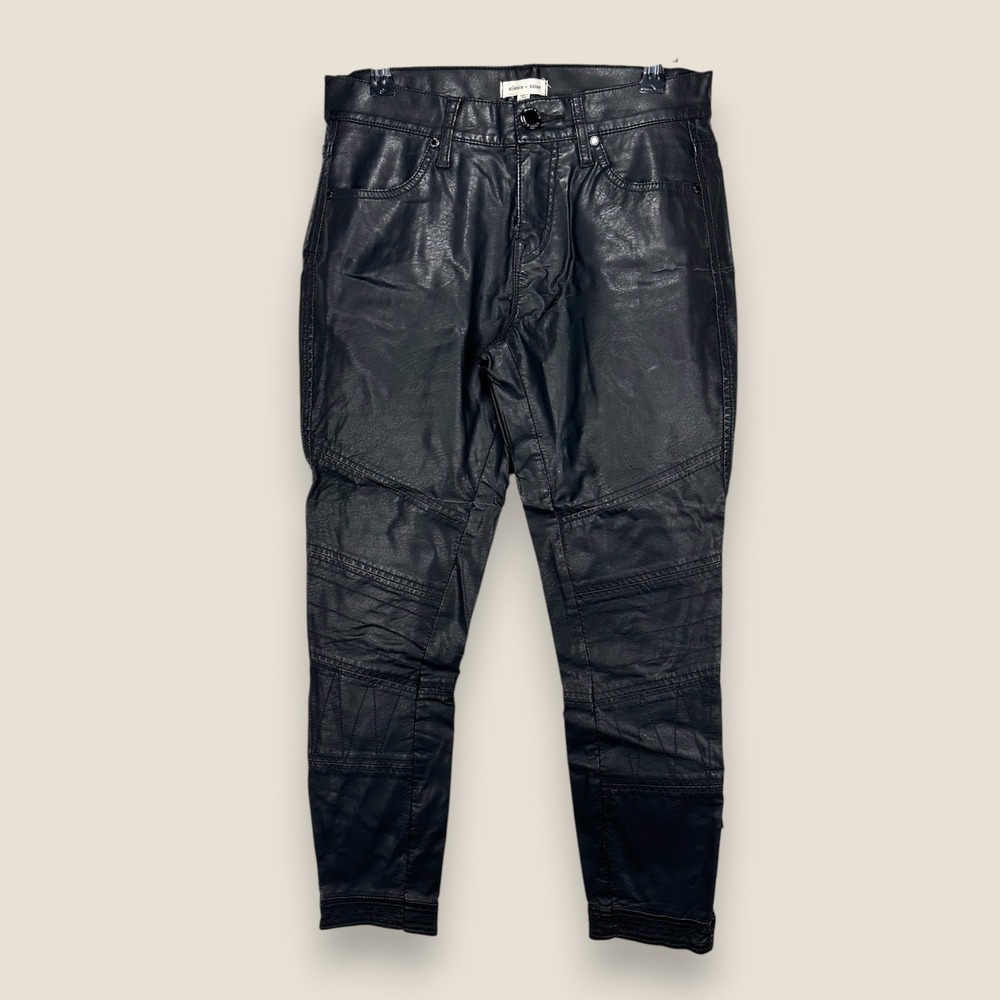 Silence + Noise Faux Leather Moto Biker Pants Size 25 Black Urban Outfitters